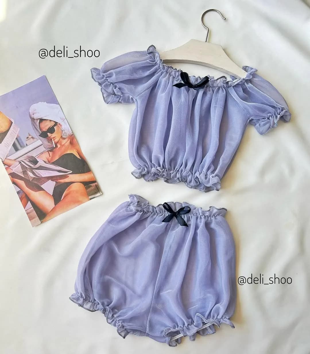 ست تاپ و شلوارک حریر لمه