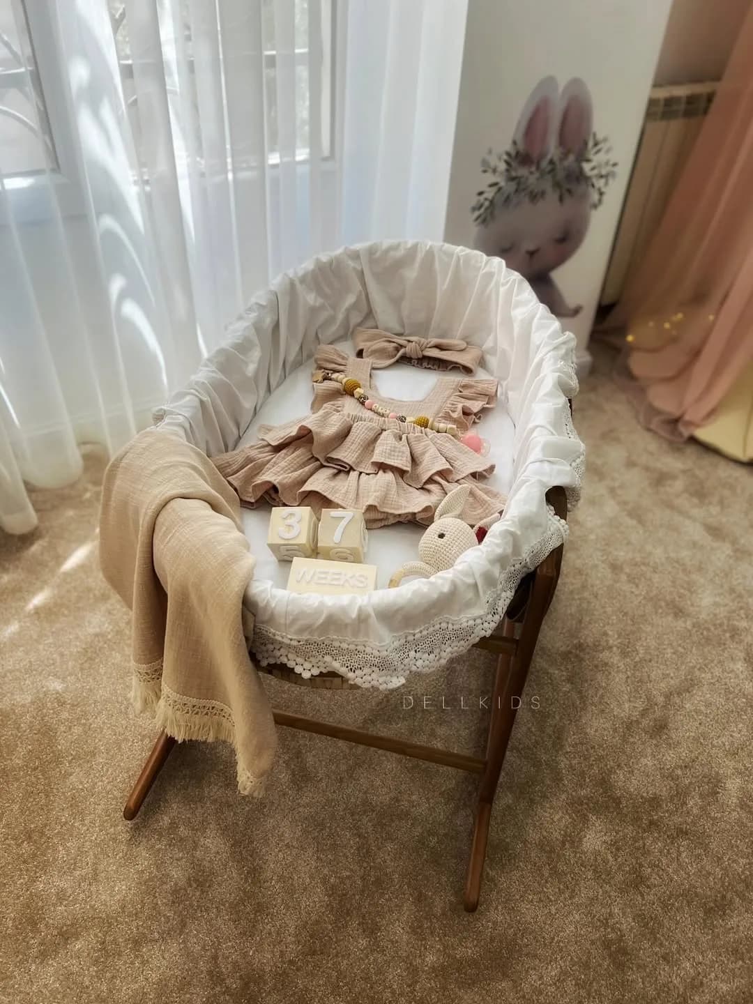 گهواره حصیری چوبی نوزاد