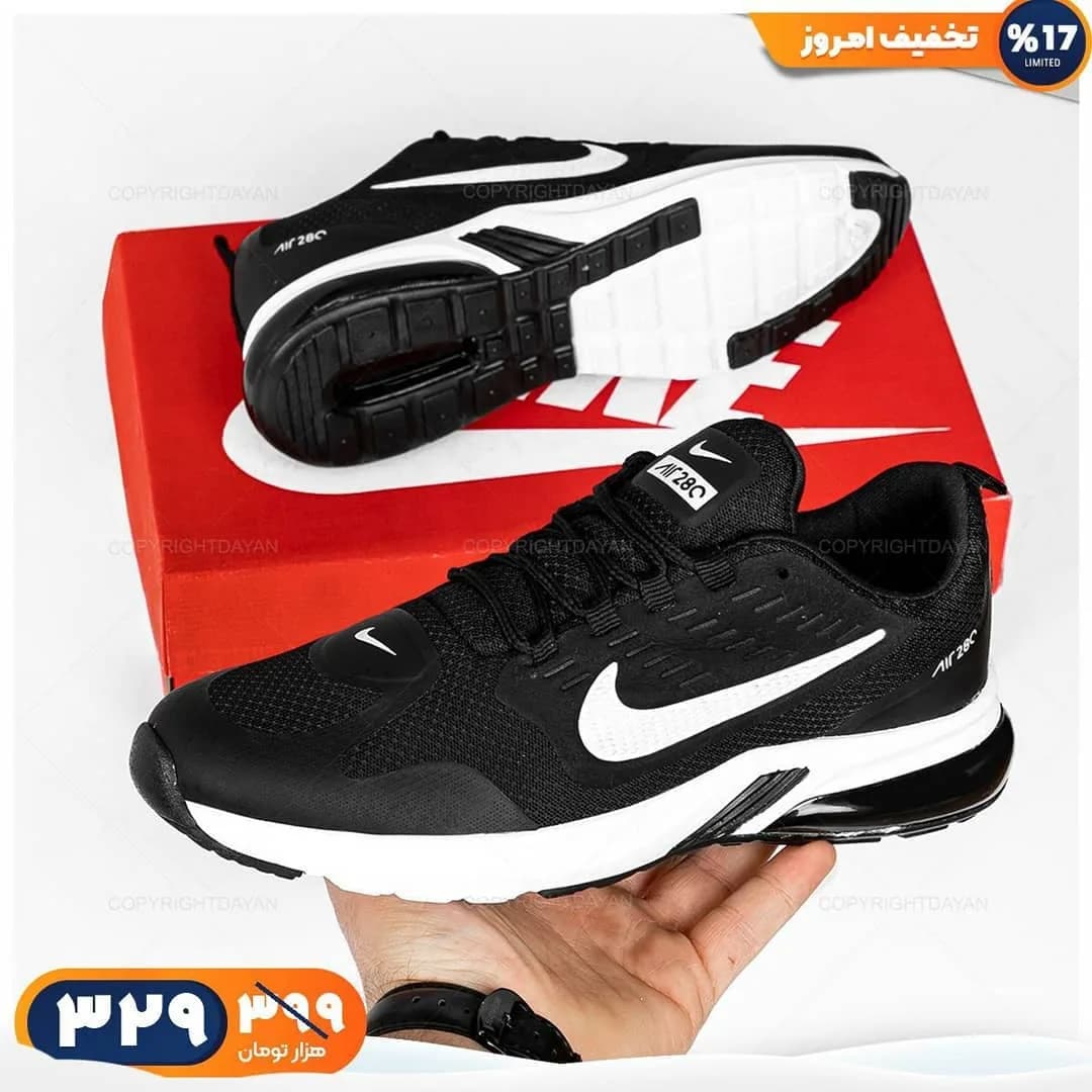 کفش اسپرت، رنگ مشکی و سفید، کتانی، بنددار، پاشنه تخت