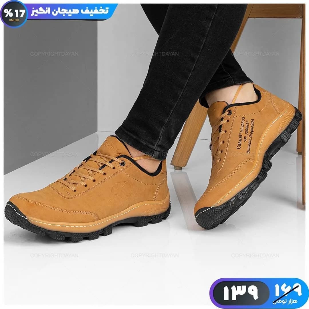 کفش مردانه، رنگ قهوهای و مشکی، جنس چرم، کتانی، بنددار، پاشنه کوتاه