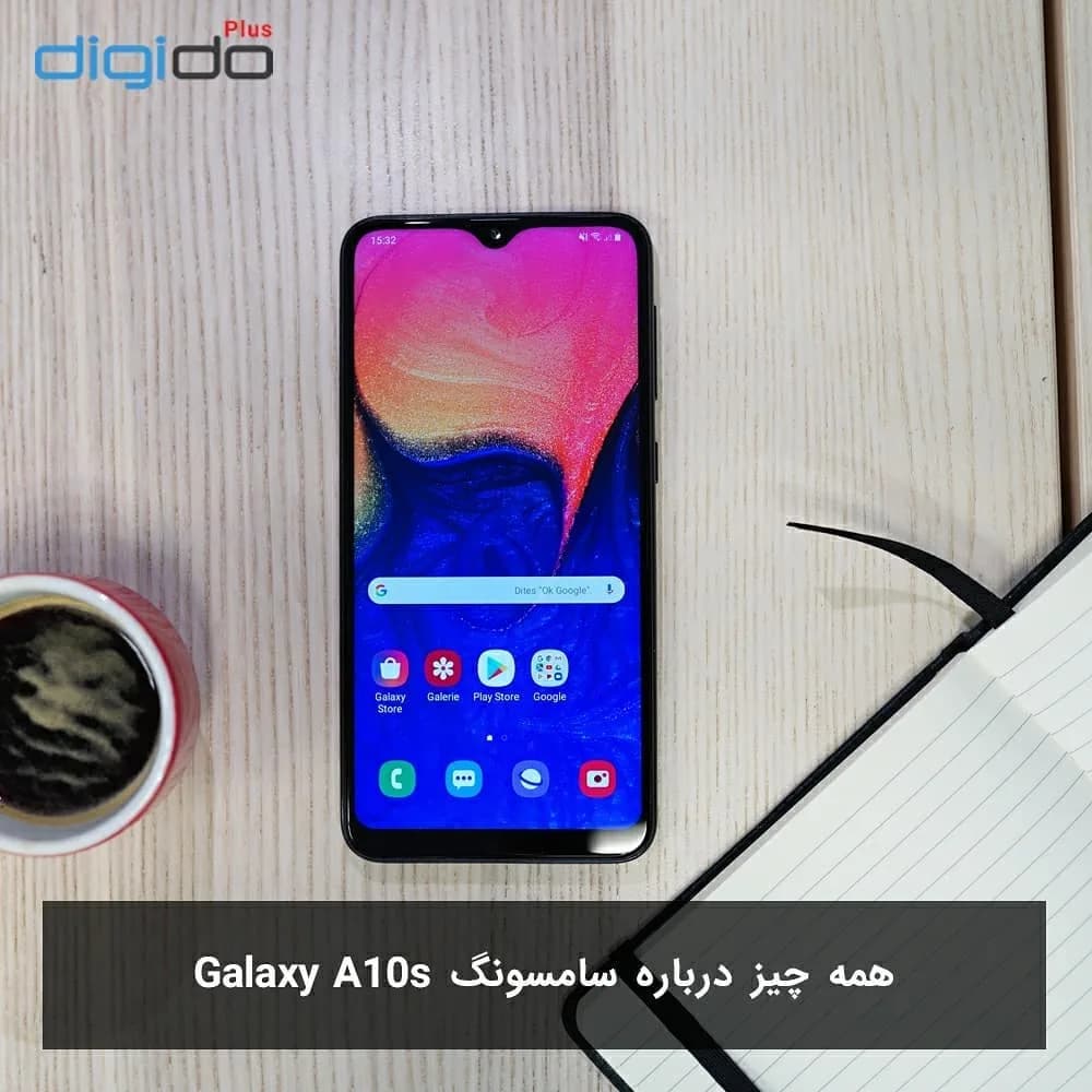 گوشی سامسونگ گلکسی A10s، رنگ مشکی، مستطیلی لمسی