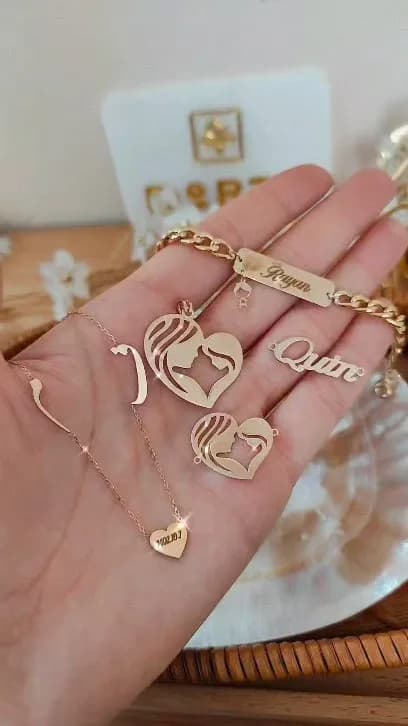گردنبند طلا کودک، رنگ طلایی و سفید، گردنبند آویز قلب