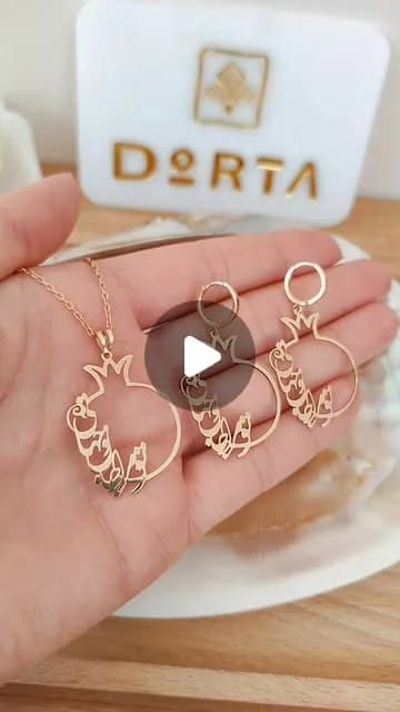 نیم ست طلا طرح انار