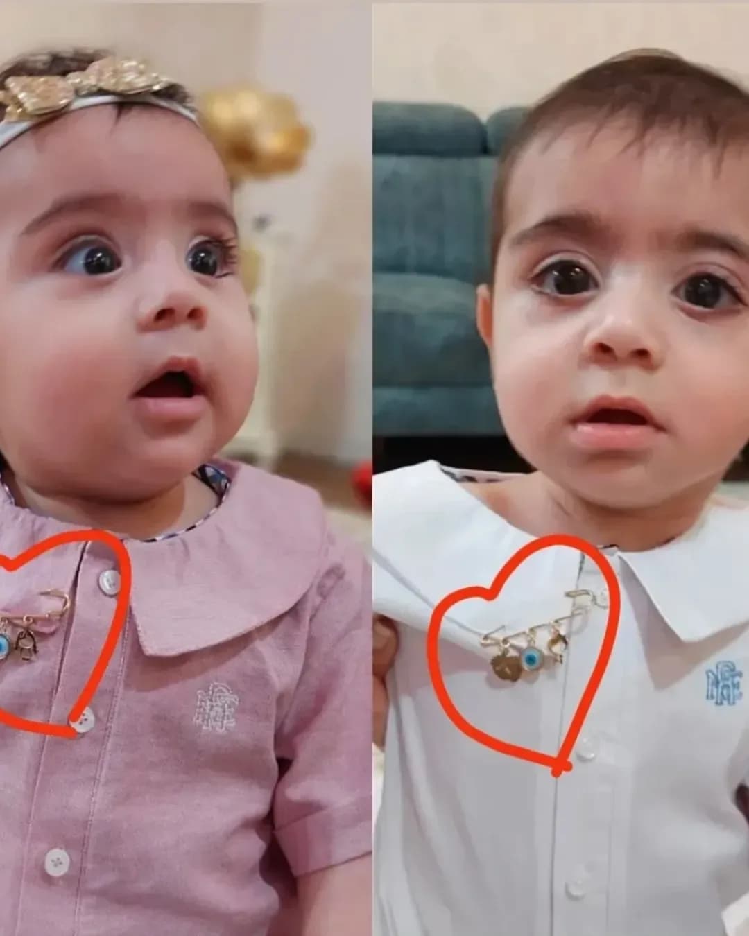 سنجاق سینه طلا دوقلو با آویز