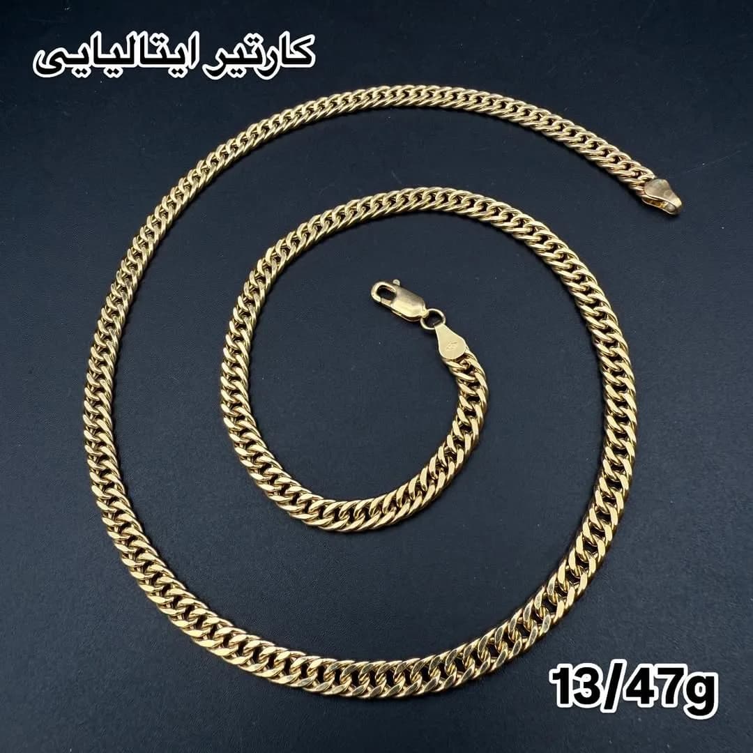 زنجیر طلا ایتالیایی ۵۰ سانت، رنگ طلایی، بافت زنجیری