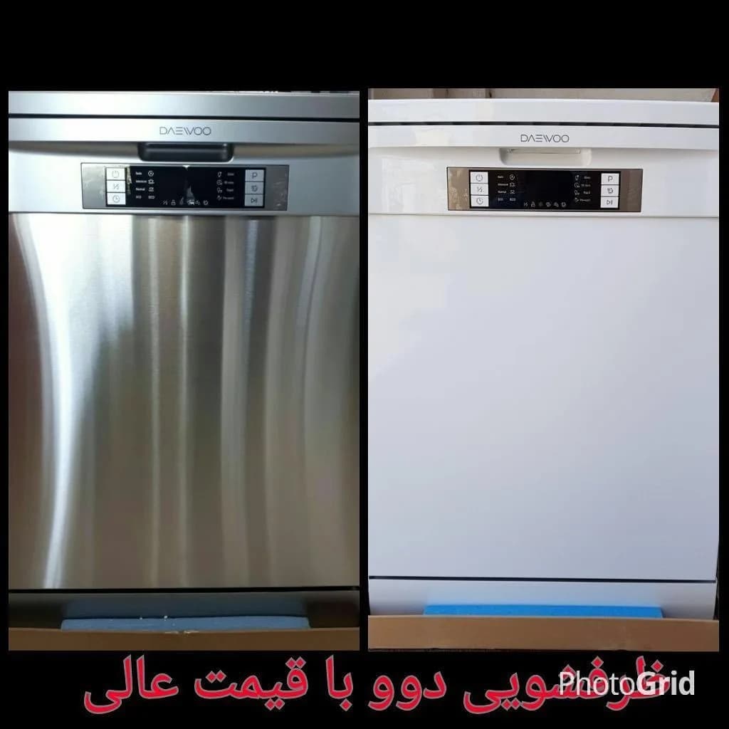 ماشین ظرفشویی ۱۴ نفره دوو، رنگ نقره‌ای و سفید، جنس استیل