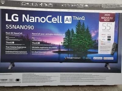 تلویزیون نانوسل مدل Nano90 الجی، رنگ مشکی و نقرهای، جنس پلاستیک و فلز، ۵۵ اینچ، رومیزی