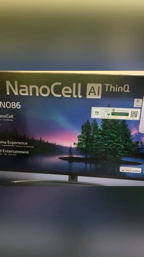 تلویزیون نانوسل ۵۵ اینچ مدل Nano86 ال‌جی، رنگ مشکی، جنس شیشه و پلاستیک، تخت