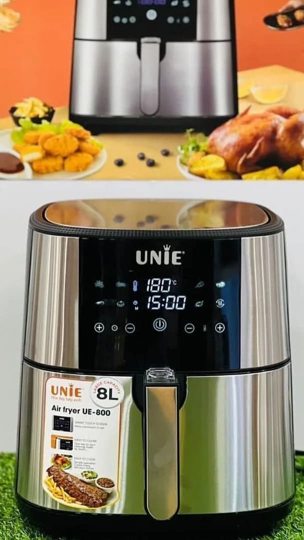 سرخکن بدون روغن ۸ لیتری مدل UE-800 یونی، رنگ نقرهای و مشکی، جنس پلاستیک و فلز، دیجیتال رومیزی
