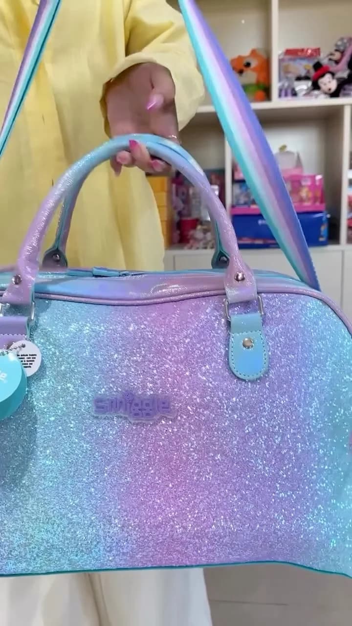 ساک دستی بچگانه، رنگ بنفش، آبی و صورتی، متوسط