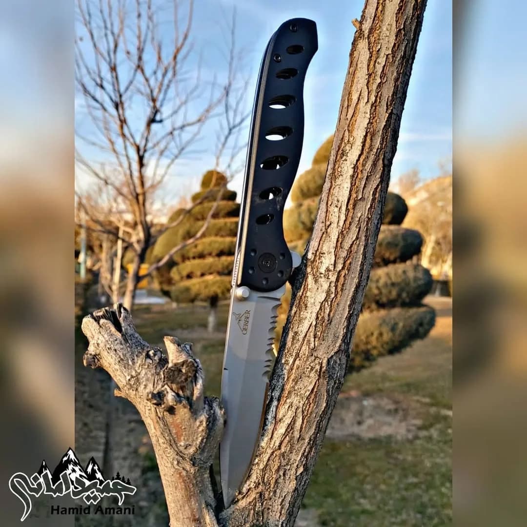 چاقو تاشو EVO ۳.۵ اینچی — رنگ مشکی — نمای کنار — چاقو تاشو