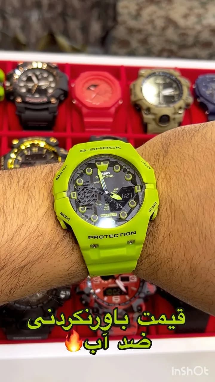 ساعت مچی جی شاک G2100 G-SHOCK، رنگ سبز فسفری و مشکی، دیجیتال، اسپرت