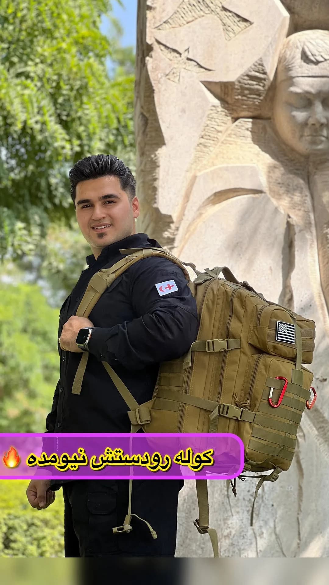 کوله پشتی تاکتیکال، رنگ قهوه‌ای زیتونی، دوشی