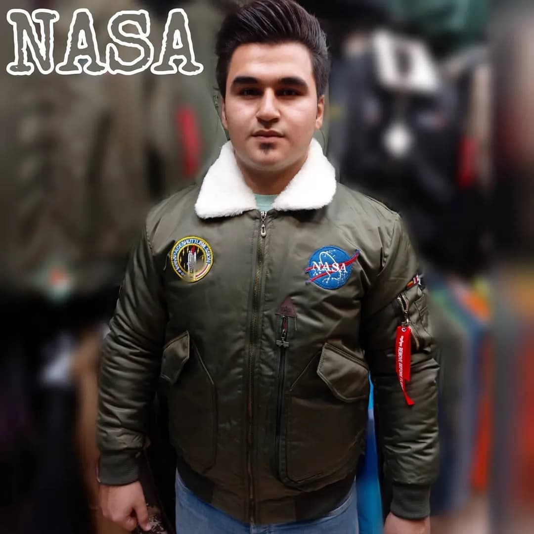 کاپشن خلبانی یقه خزدار ناسا NASA