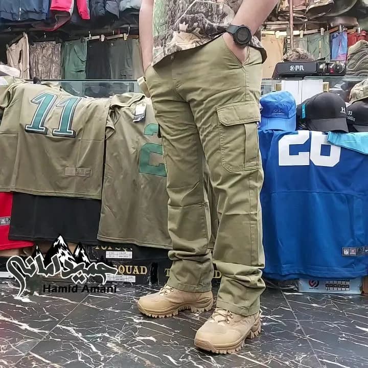 شلوار شش جیب کتان Urban، رنگ خاکی، بلند، راسته