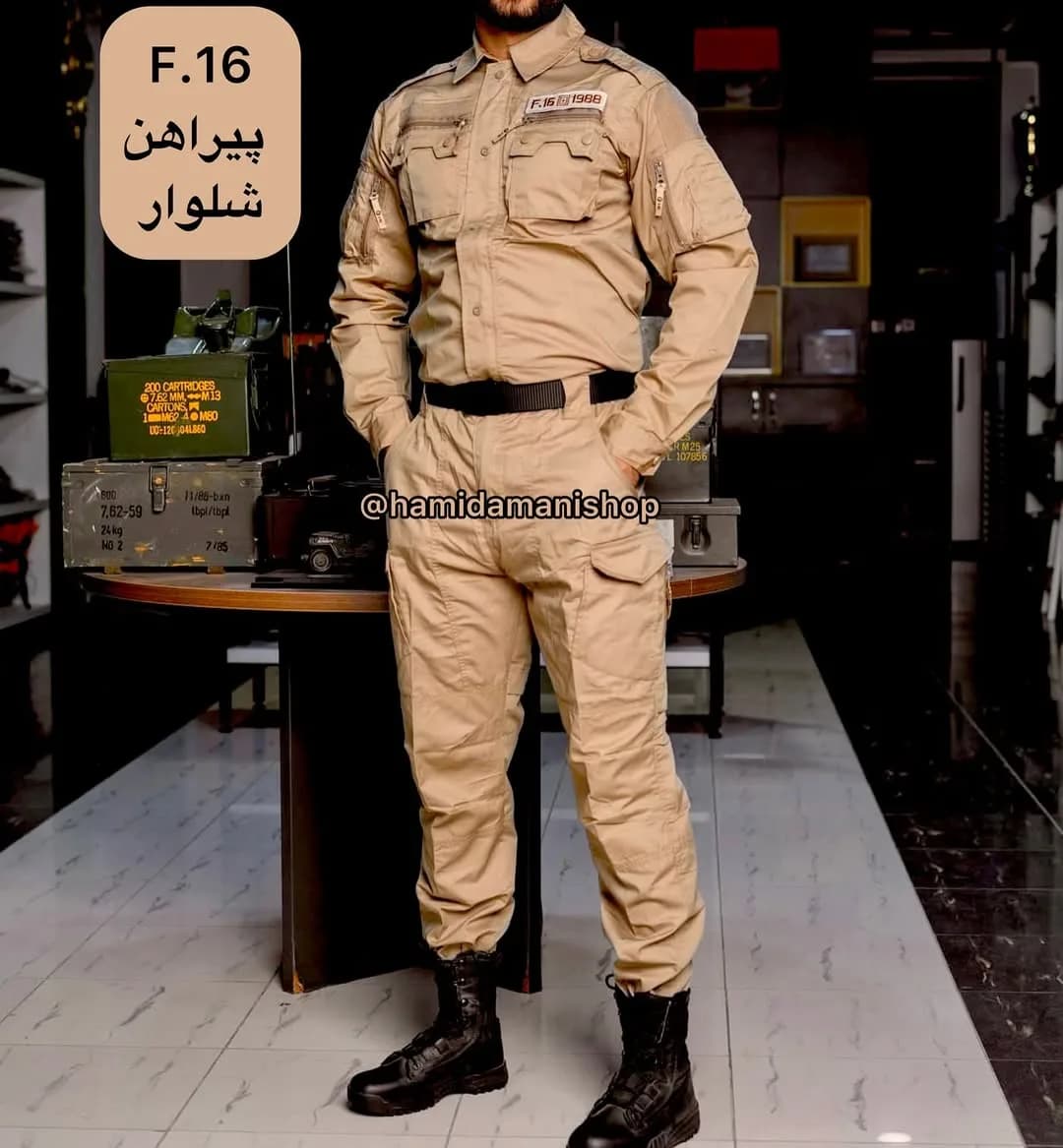 ست پیراهن و شلوار کتان تاکتیکال