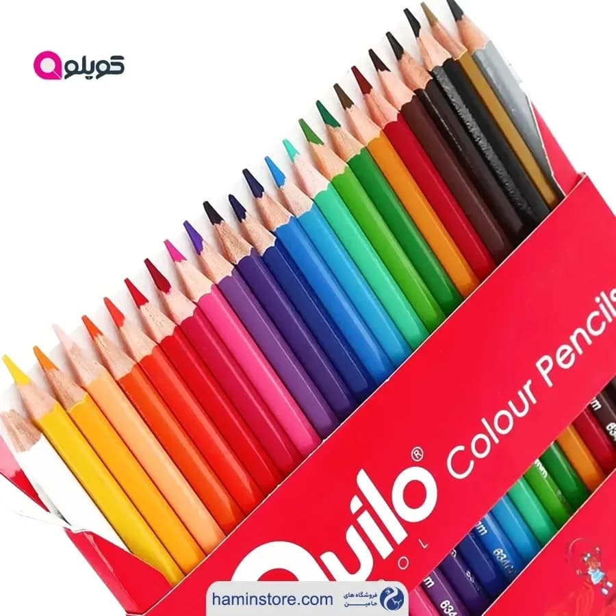 مداد رنگی کوئیلو، رنگ چندرنگ، جنس چوب و مقوا، جعبه مداد رنگی ۳۶ عددی