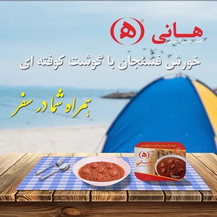 خورشت فسنجان با گوشت کوفتهای هانی، رنگ قهوهای، غذای کنسرو شده