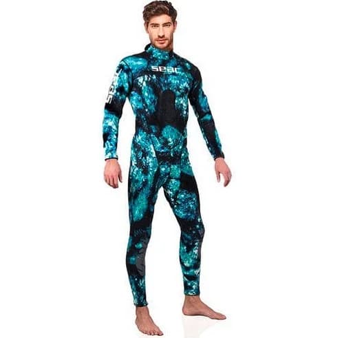 لباس غواصی Full Wetsuit ۱.۵ میل سیک، رنگ آبی، سبز و مشکی، سرهمی آستینبلند جذب