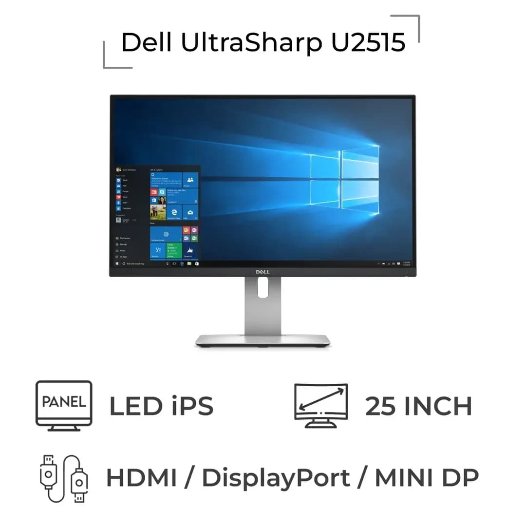 مانیتور ۲۵ اینچ UltraSharp U2515H دل، رنگ سیاه و نقره‌ای، جنس پلاستیک و فلز، مانیتور تخت ۲۵ اینچ