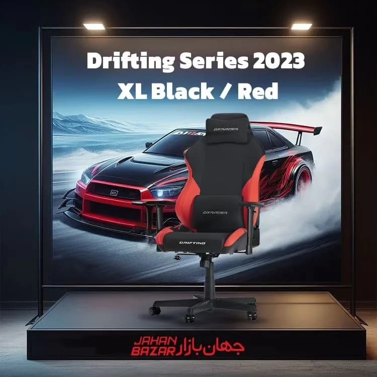 صندلی گیمینگ Drifting Series 2023 XL دی ایکس ریسر، رنگ مشکی و قرمز، جنس چرم، صندلی چرخدار ارگونومیک
