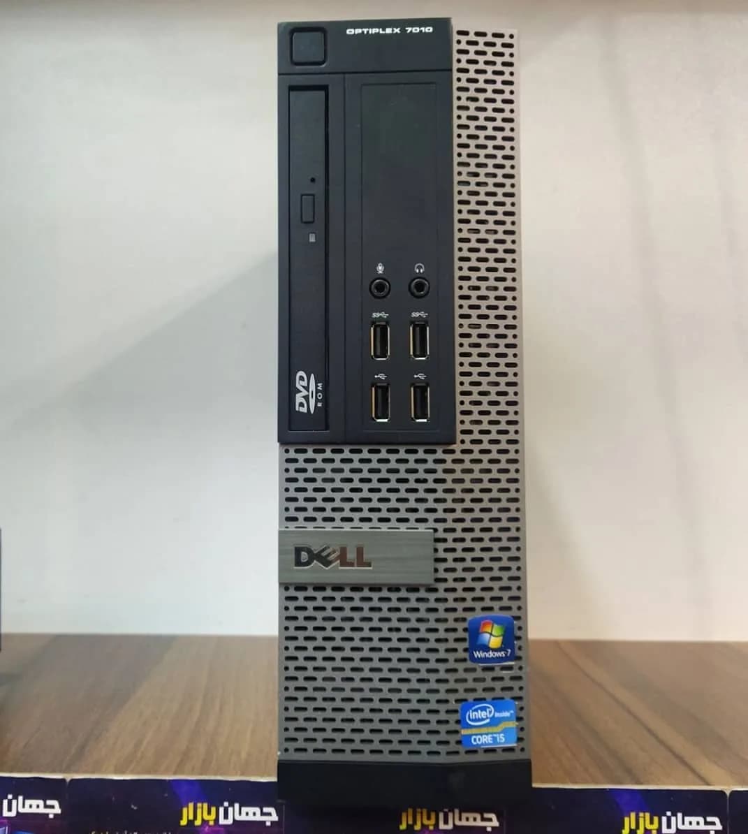 مینی کیس Dell OptiPlex 7010 i5، رنگ نقرهای و مشکی، جنس فلز و پلاستیک، مستطیلی عمودی