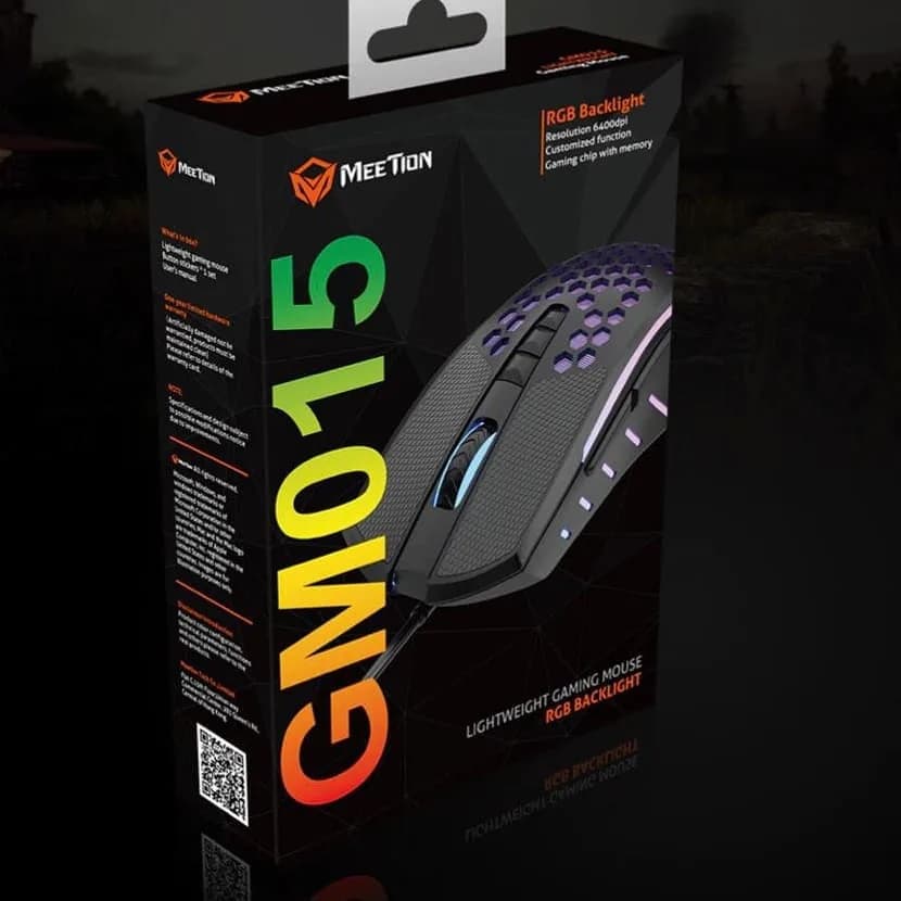 ماوس گیمینگ میشن GM015 MeeTion، رنگ مشکی، بنفش و آبی، جنس پلاستیک، ارگونومیک، سیمی