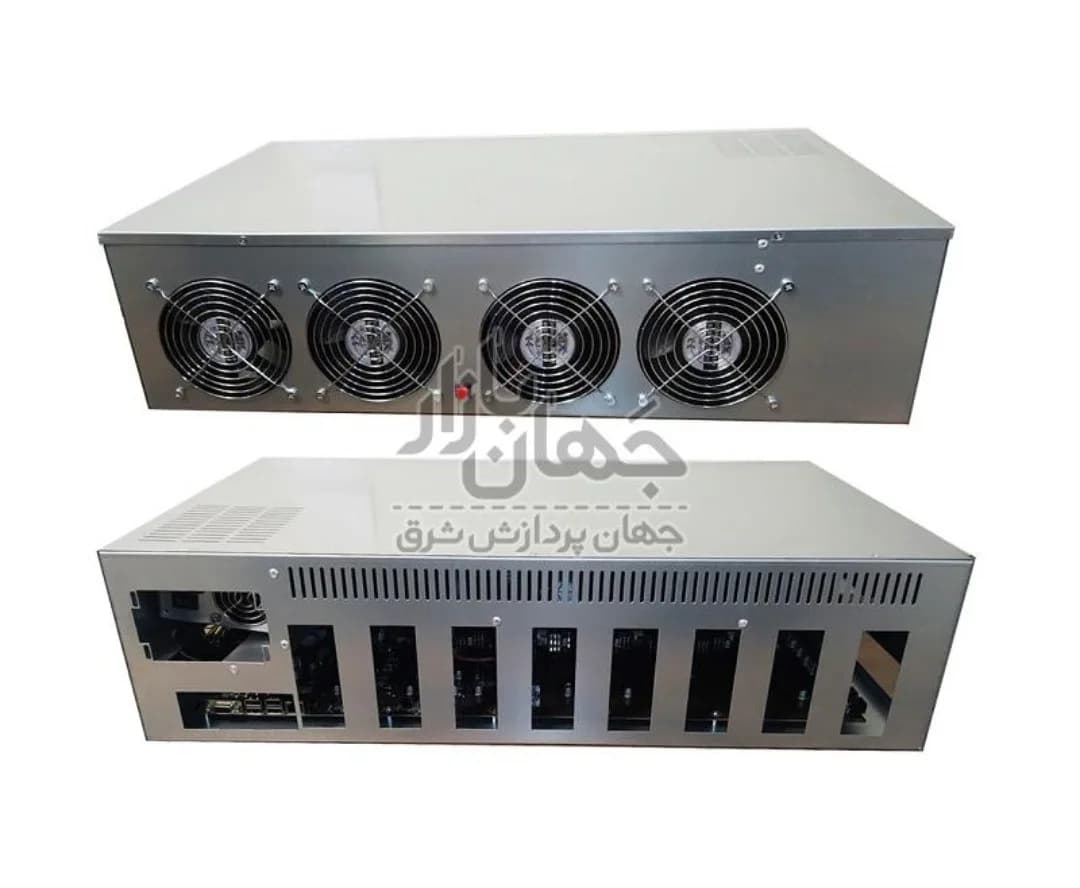 سیستم کامل ریگ ماینینگ، رنگ نقرهای، جنس فلز، کیس سرور یا ماینر