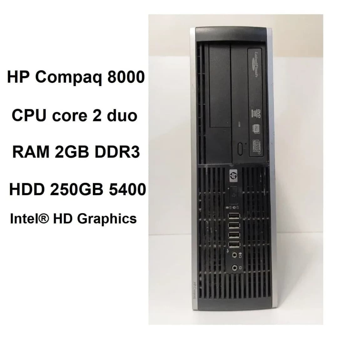 کیس استوک اچ پی ۸۰۰۰ HP، رنگ مشکی و نقرهای، جنس فلز و پلاستیک، کیس کامپیوتر رومیزی