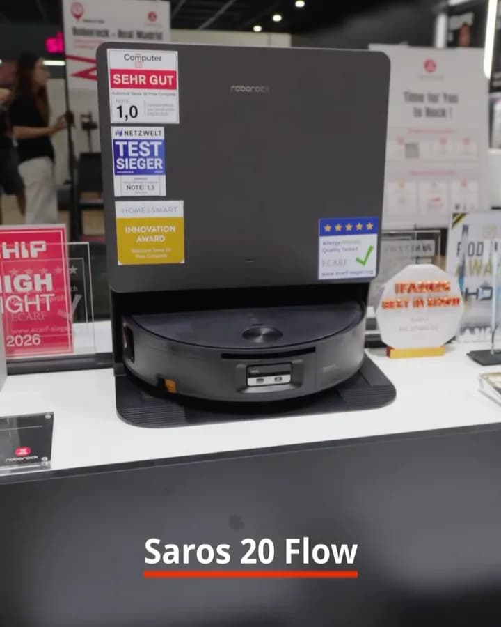 جارو رباتیک Saros 20 Flow روبوراک، رنگ خاکستری، جنس پلاستیکی، رباتیک با استگاه مکش