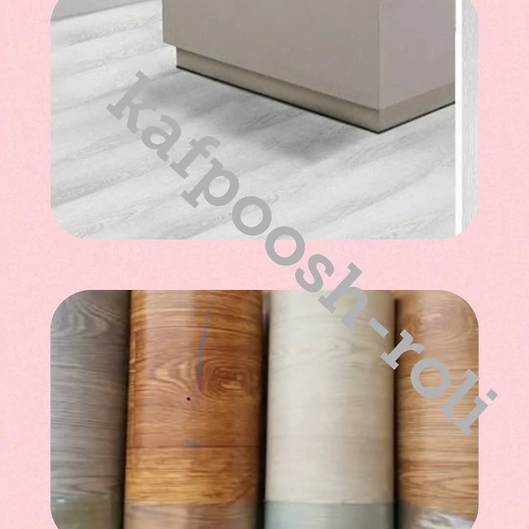 کفپوش رولی پی‌وی‌سی، رنگ خاکستری، قهوه‌ای و کرم، جنس پلاستیک، طرح طرح و نقش، رولی طرح پارکت