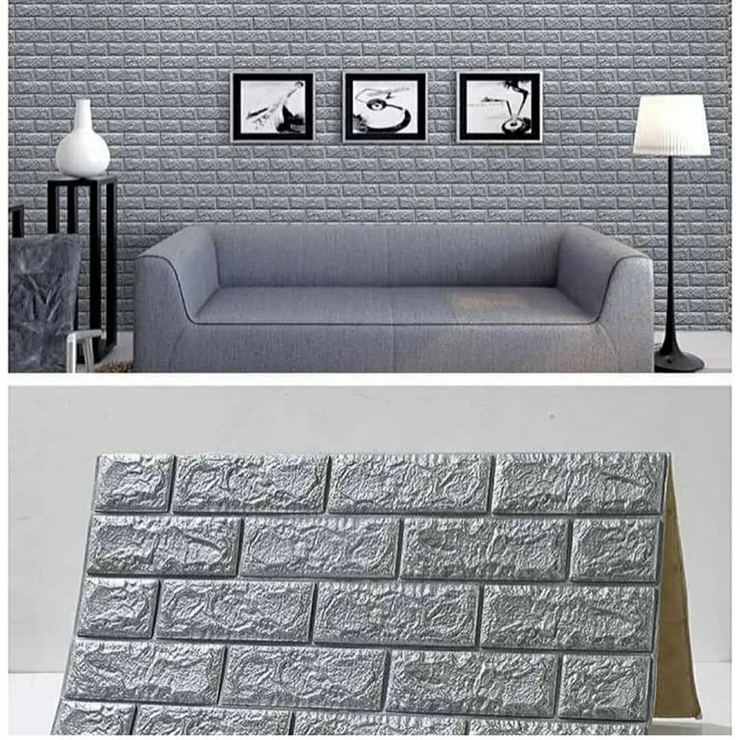 پنل دیواری طرح آجر، رنگ خاکستری، طرح هندسی، مستطیلی آجری