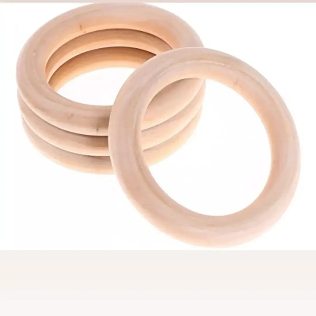دسته کیف چوبی، رنگ کرم، حلقه چوبی دستساز