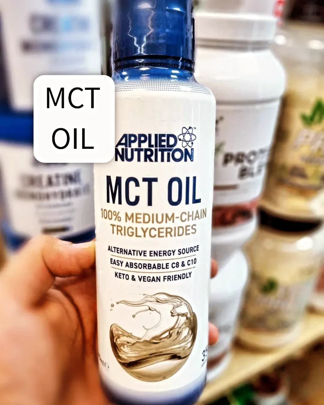 روغن MCT ۴۹۰ گرمی Applied Nutrition، رنگ سفید و آبی، جنس پلاستیک، بطری