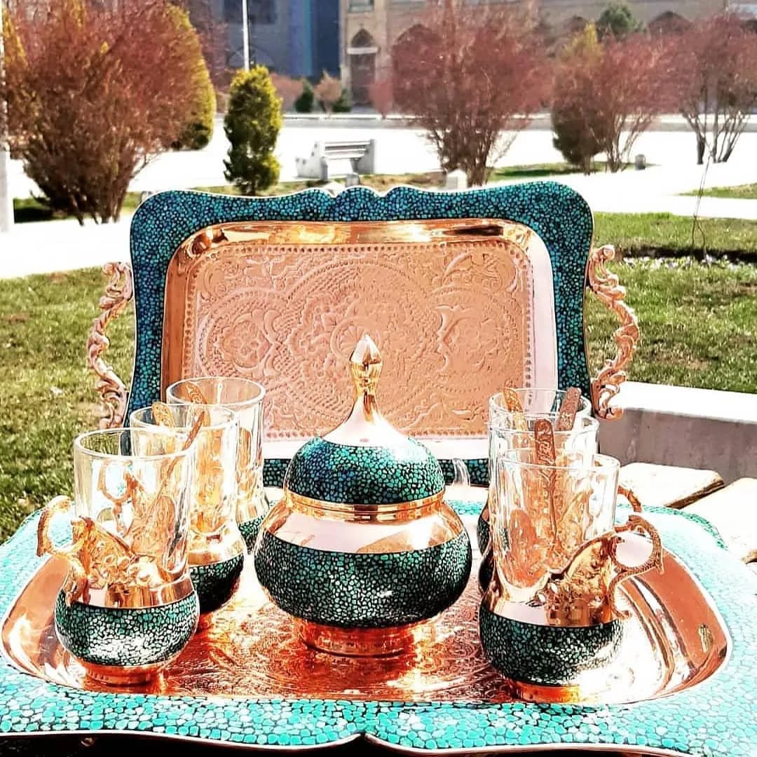 سرویس چای‌خوری مس و فیروزه