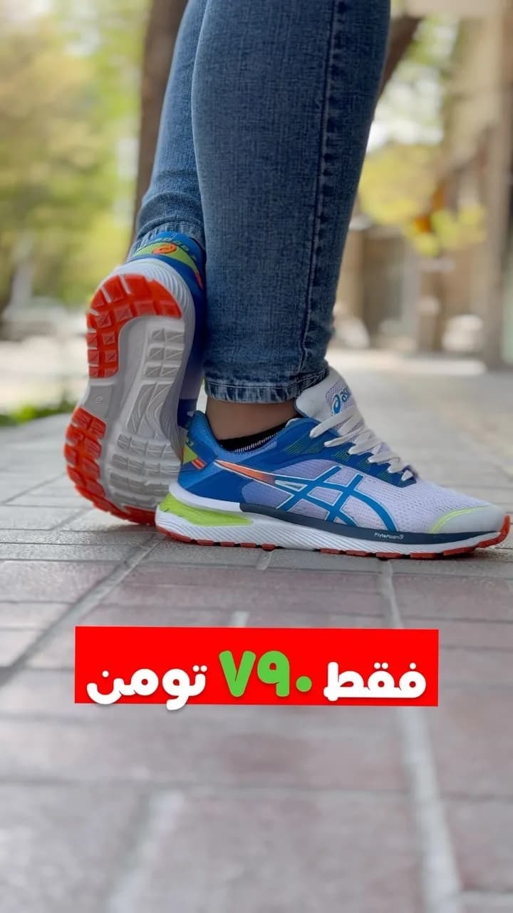 کتانی اسپرت آبی و سفید اسیکس