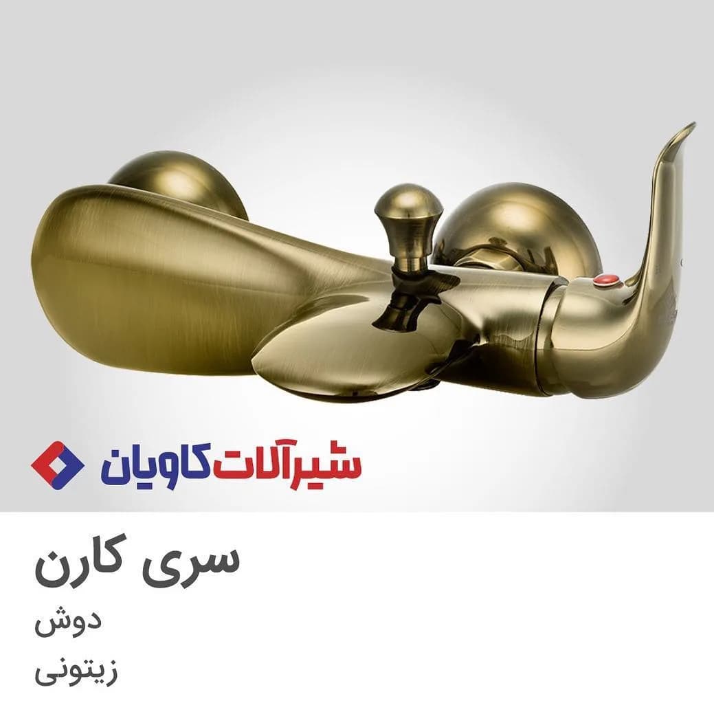 شیر دوش کارن کاویان، رنگ طلایی، جنس فلز، دوپایه، دیواری