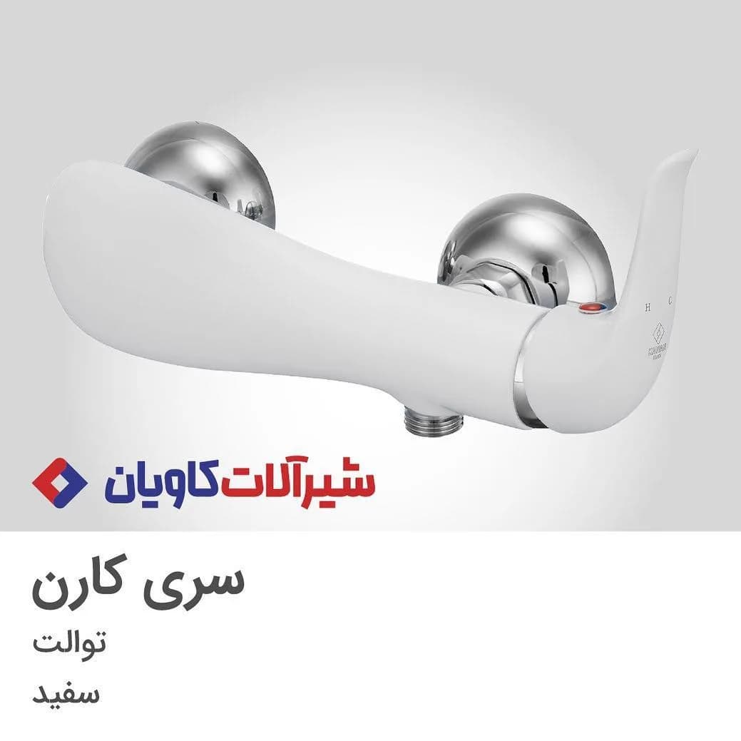 شیر توالت کارن سفید کاویان، رنگ نقره‌ای، جنس فلز، مدرن، منحنی