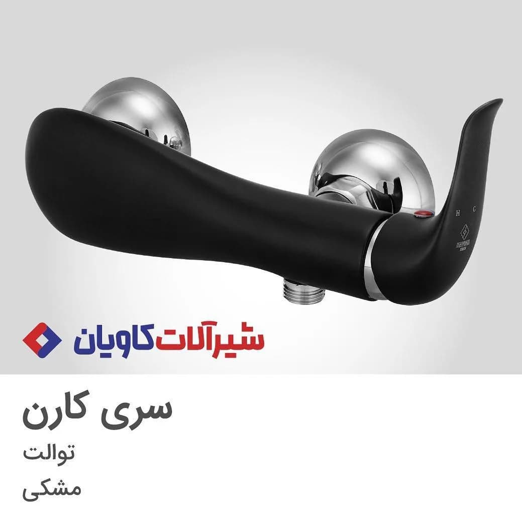 شیر توالت کارن مشکی کاویان، رنگ نقره‌ای، جنس فلز، مدرن، منحنی