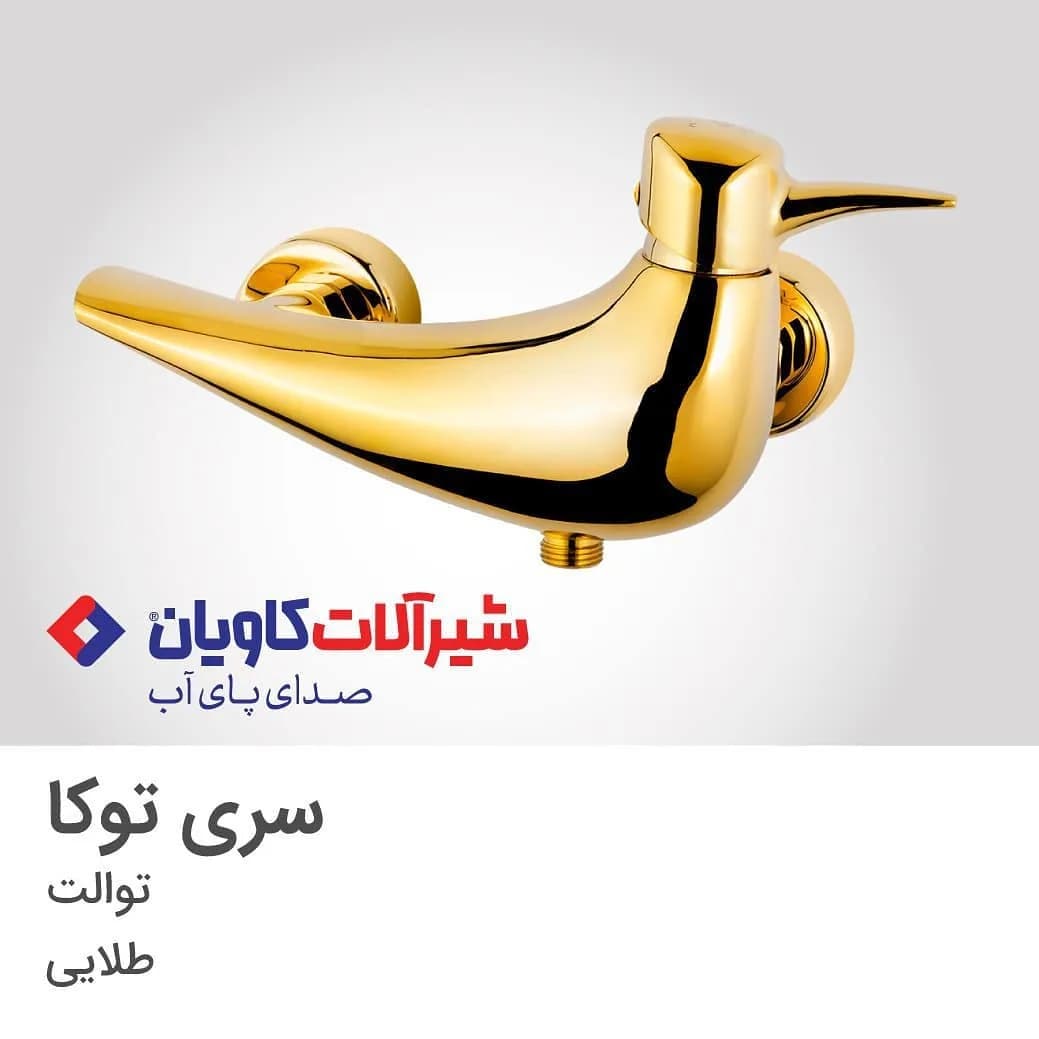 شیر توالت توکا طلایی کاویان، جنس فلز، منحنی
