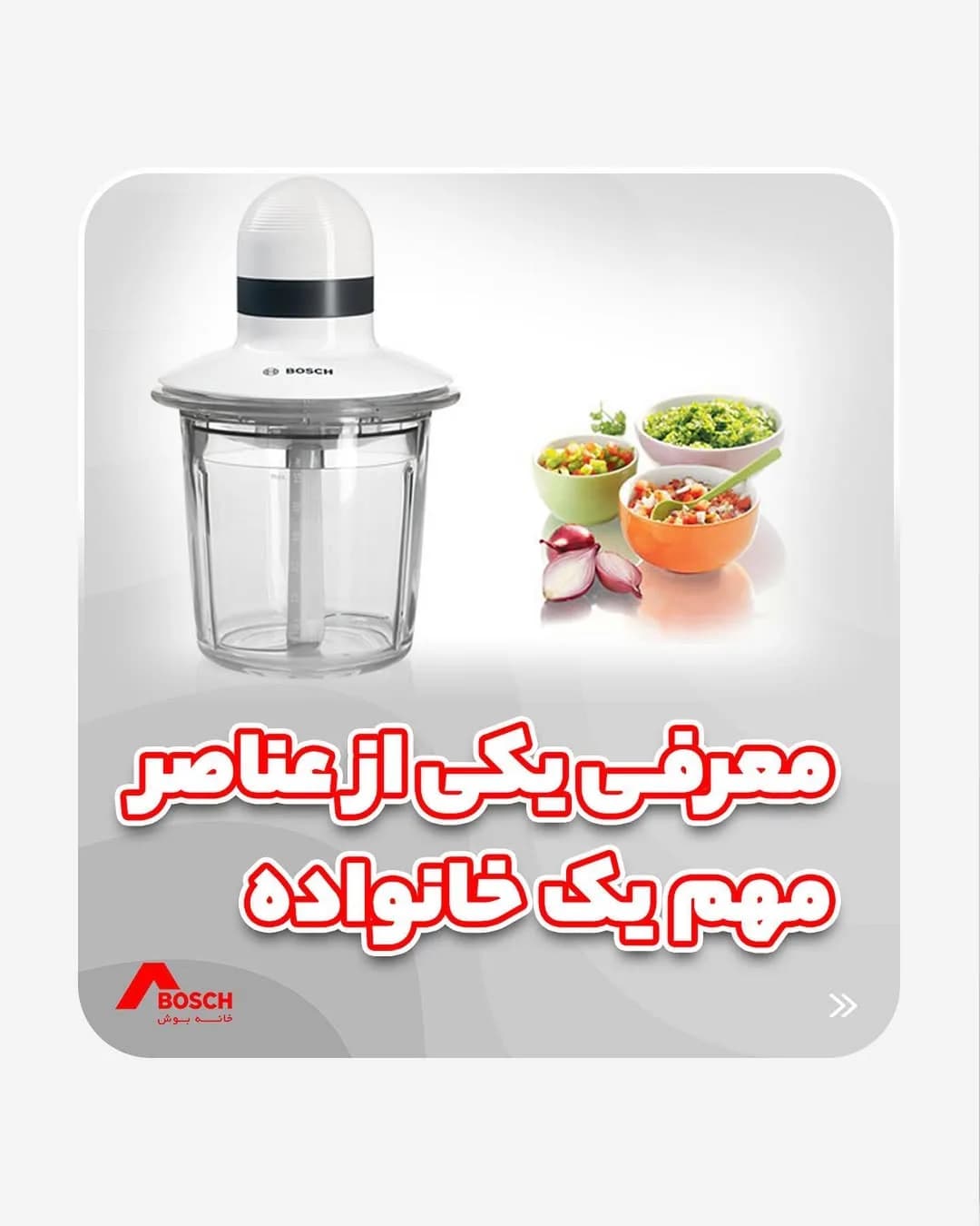 خردکن برقی بوش، رنگ سفید و شفاف، جنس پلاستیک و شیشه، رومیزی کاسهای