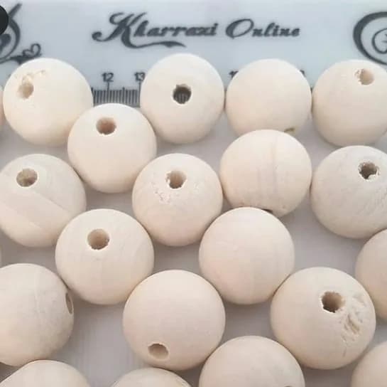 مهره چوبی ۲۴ میل — رنگ کرم — نمای دردست — پک ۵۰ و ۱۰۰ عددی