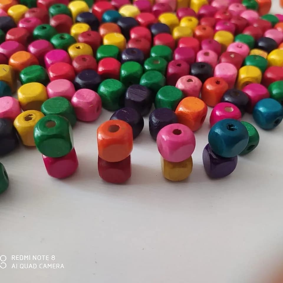 مهره چوبی مربعی ۷ میل — نمای دردست — مربعی