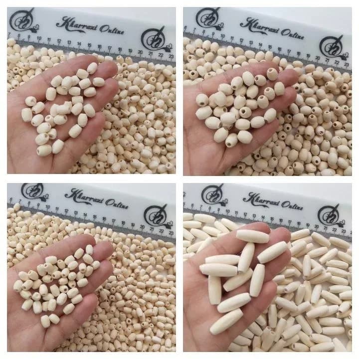 مهره چوبی دریم کچر، رنگ کرم، بیضی، استوانه‌ای