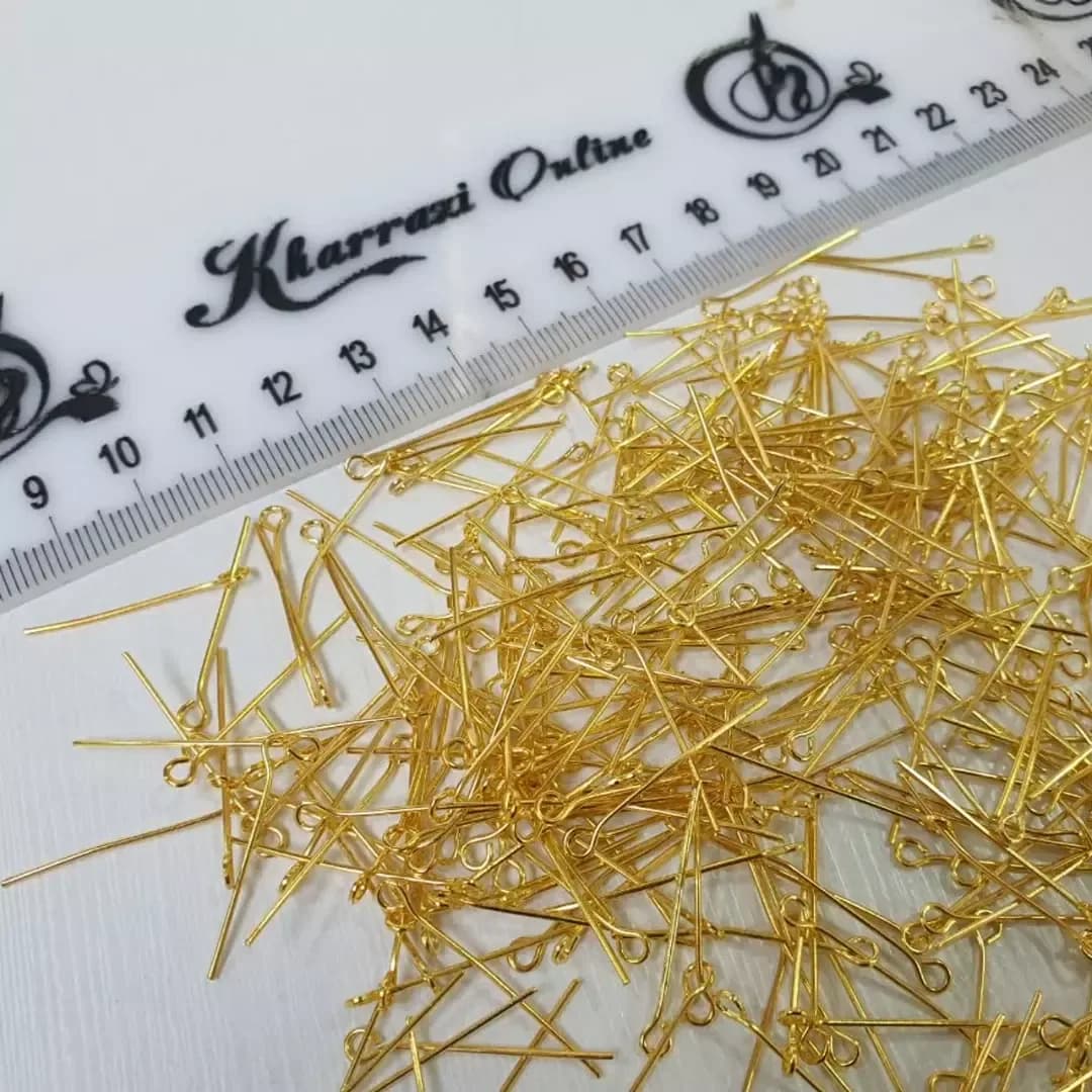 میخ ته حلقهدار ۲۶ میل، رنگ طلایی و نقرهای، جنس فلز، حلقهی کوچک دایرهای