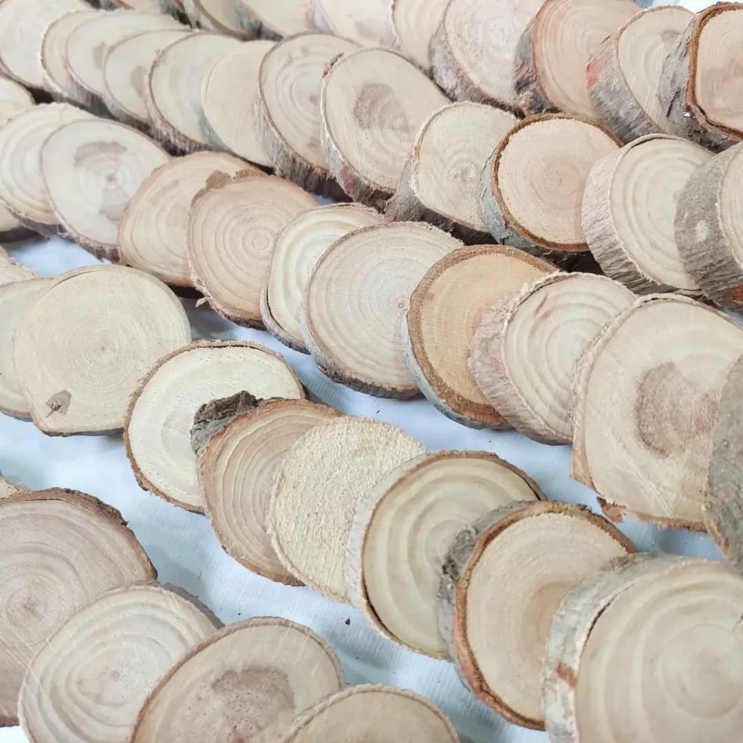 اسلایس چوب ۵ تا ۷ سانت — رنگ کرم — نمای دردست — سایز حدودی ۶ تا ۹