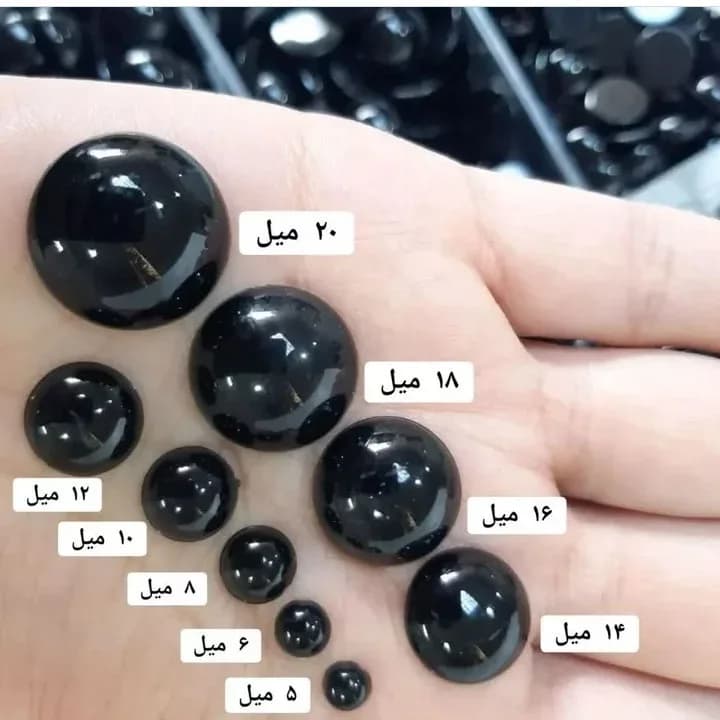 مهره لپهای مشکی، گرد، سایزهای مختلف