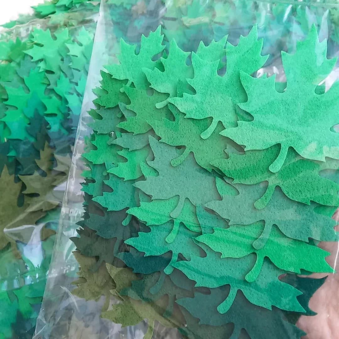 پک برگ چنار نمدی سبز — رنگ سبز — نمای بسته‌بندی — هر پک ۶ سایز