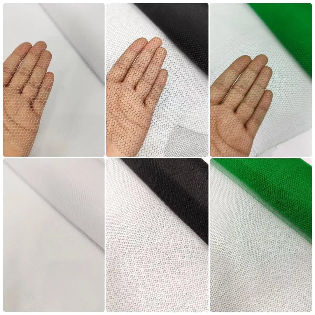 تور ساده رولی گیفت، رنگ سفید، مشکی و سبز، طرح توری، پارچه توری