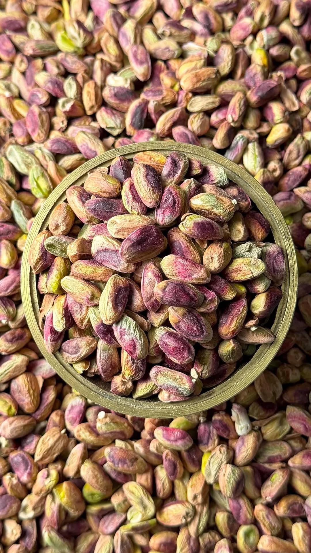 مغز پسته درشت، رنگ سبز و ارغوانی، با پوست